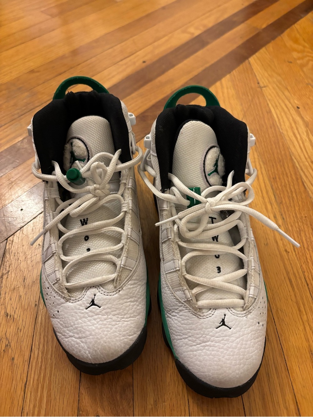 Nike Kids White & Green Basketball Sneakers